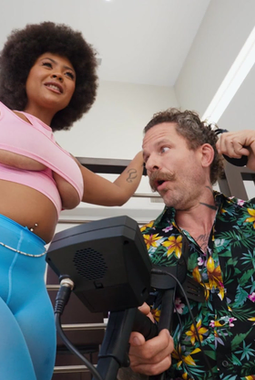 Immense Dark-hued Avery Jane Sneers While Blowing And Riding White Weenie