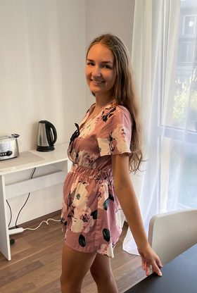 Supah-super-cute teenie Bellaria unveils her sunburn lined body while getting bare naked