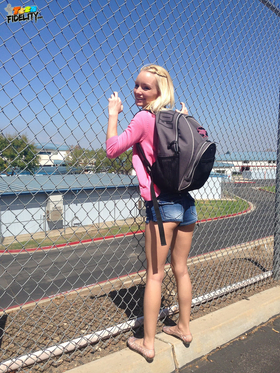 Student Sammie Daniels shows off her smallish body in public and in individual