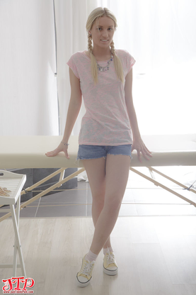 Young blonde gets a massage before getting pounded hard