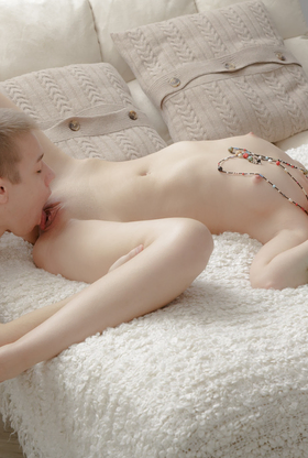 Watch as innocent Lily's pussy gets drilled on the couch after getting a naughty surprise