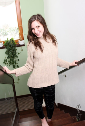 Naughty schoolgirl enjoys playing in the snow before getting pounded hard in the douche