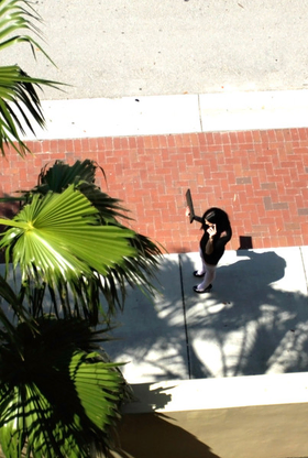 Naughty dark-haired hottie in milky tights gives in to temptation and gives head