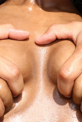 Watch Lexi Rose, the big-chested ebony goddess, get her trimmed honeypot drilled hard outdoors