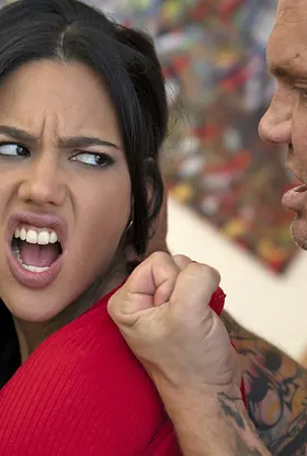 Apolonia Lapiedra deepthroats & takes Nacho's cumshot in her mouth