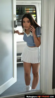 Petite maid Violet Gems undresses and rides a hard rod with her tight ass and pierced mouth