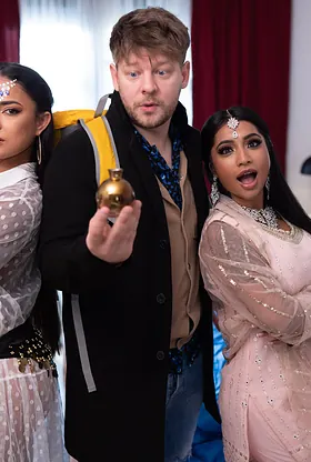 Nuria Millan & Yasmina Khan share rock hard boner in hot threesome action