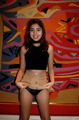 Naughty Indian teen Hazel Heart flaunts her panties & takes a bare home pounding