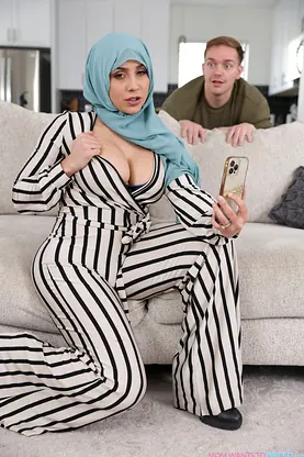 Stepmom, MILF & arab stepmom get caught in the act by stepson's big tits