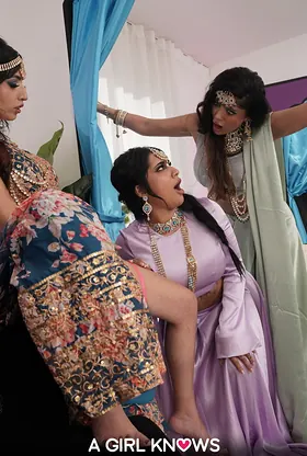 Marina Maya, Yasmina Khan & Aaliyah Yasin in a wild Indian threesome with insatiable lesbian eating