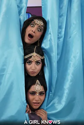 Marina Maya, Yasmina Khan & Aaliyah Yasin in a wild Indian threesome with insatiable lesbian eating