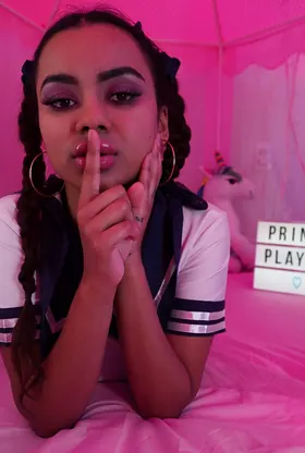 Numi Zarah flaunts braids & tugs on her skirt before getting bare and naughty