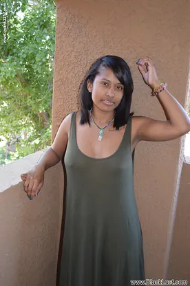 Diana Braset's perfect ebony pussy uncovers in a hot outdoor terrace session