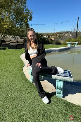 Macy Meadows spreads her petite body in public & gets her pussy pounded