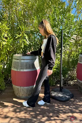 Macy Meadows spreads her petite body in public & gets her pussy pounded