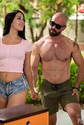 Alex Coal & her thick, black-haired pussy ride like a pro in a wild reverse cowgirl ride