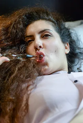 Watch Miss Arab Lili, the dark-haired BBW, tease her upskirt coochie with a tight, wet pussy