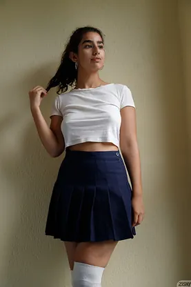 Luna Silver flaunts her stunning natural tits & warm culo in stockings
