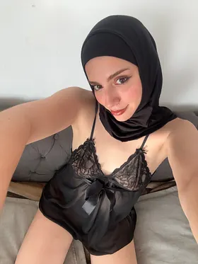 Curvy chubby first-timer models in hijab and sheer lingerie show off their curves