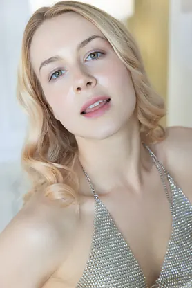 Petite blonde Alecia Fox gets up close and personal with her pussy