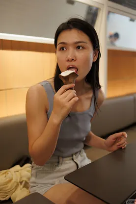 Naughty Chinese babe Banana Li seduces her man in a sensual solo show