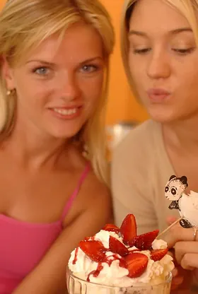Kata & her girlfriend show off their gorgeous saggy tits in public & get naughty