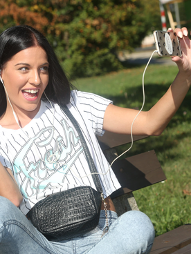 Small-bap Dark-hued-haired Eveline Dellai Gets Banged Outdoors