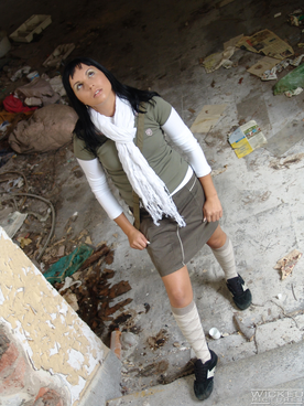 Easygoing Ebony-haired Gets Poked Rock-rock hard In Some Abandoned Palace images (Renata, Neeo)