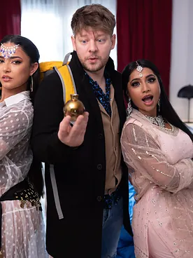 Nuria Millan & Yasmina Khan share rock hard boner in hot threesome action