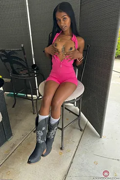 Fae Love, the ebony teen girlfriend, unloads her tight body and tight pussy on her sofa